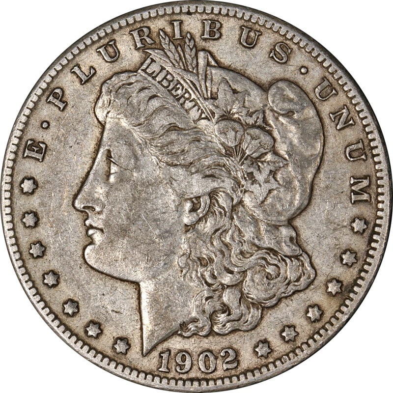 1902 O Morgan silver dollar circulated UNCERTIFIED: 1902 O Morgan silver dollar circulated UNCERTIFIED This 1902-O Morgan Silver Dollar is a nicely circulated example, selected for its appealing color and surfaces. The coin is free of distracting marks