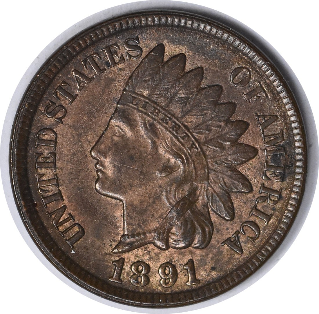 1891 Indian Head Small Cent Copper MS63 Uncertified: 1891 Indian Head Small Cent Copper MS63 Uncertified 1891 Indian Head Small Cent, offered as an uncertified uncirculated coin. This pre-owned copper cent is identified as KM 90a and listed with a grade