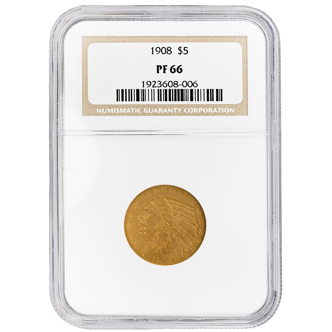 NGC PF66 1908 $5 Indian Gold Proof Half Eagle (1 of 2)