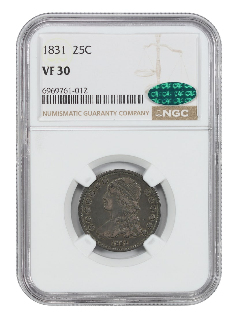 1831 Capped Bust Quarter 25C Small Letters NGC CAC VF30 (1 of 4)
