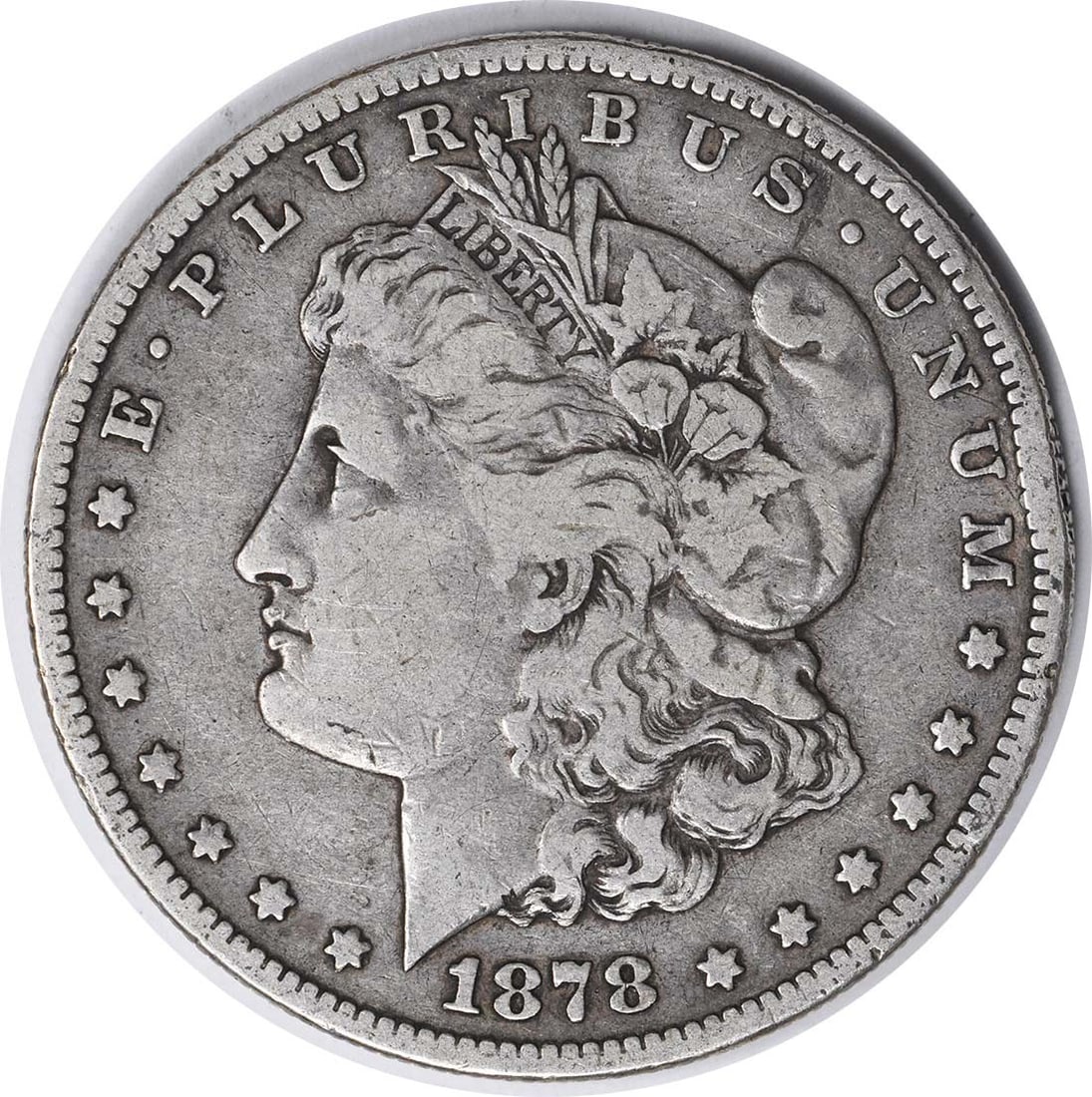 1878-S Morgan Silver Dollar VAM 27 Long Arrow Shaft F: 1878-S Morgan Silver Dollar VAM 27 Long Arrow Shaft F 1878-S VAM 27 Morgan Dollar with Long Arrow Shaft variety. This uncertified, circulated silver $1 coin is graded F and is offered as a pre-owned p