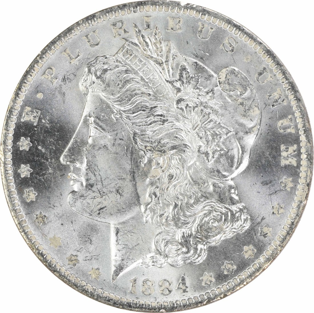 1884 O Mint Morgan Silver Dollar $1 Uncertified MS60: 1884 O Mint Morgan Silver Dollar $1 Uncertified MS60 1884-O Morgan Silver Dollar in uncirculated, uncertified condition. This pre-owned coin is composed of silver and carries an MS60 grade as listed. 