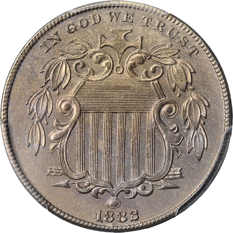1882 PCGS PR61 Shield Nickel Uncirculated US Coin: 1882 PCGS PR61 Shield Nickel Uncirculated US Coin 1882 Shield Nickel certified by PCGS in PR61 grade. This uncirculated nickel is noted as having a nice strike. Pre-owned condition. Specifications Ite