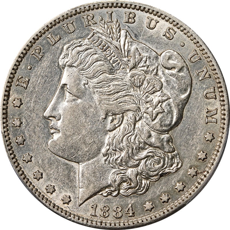 PCGS AU53 1884 S Morgan Silver Dollar Silver Coin: PCGS AU53 1884 S Morgan Silver Dollar Silver Coin Original 1884-S Morgan Silver Dollar certified by PCGS and graded AU53. This circulated silver coin is noted for nice eye appeal, nice luster, and a n
