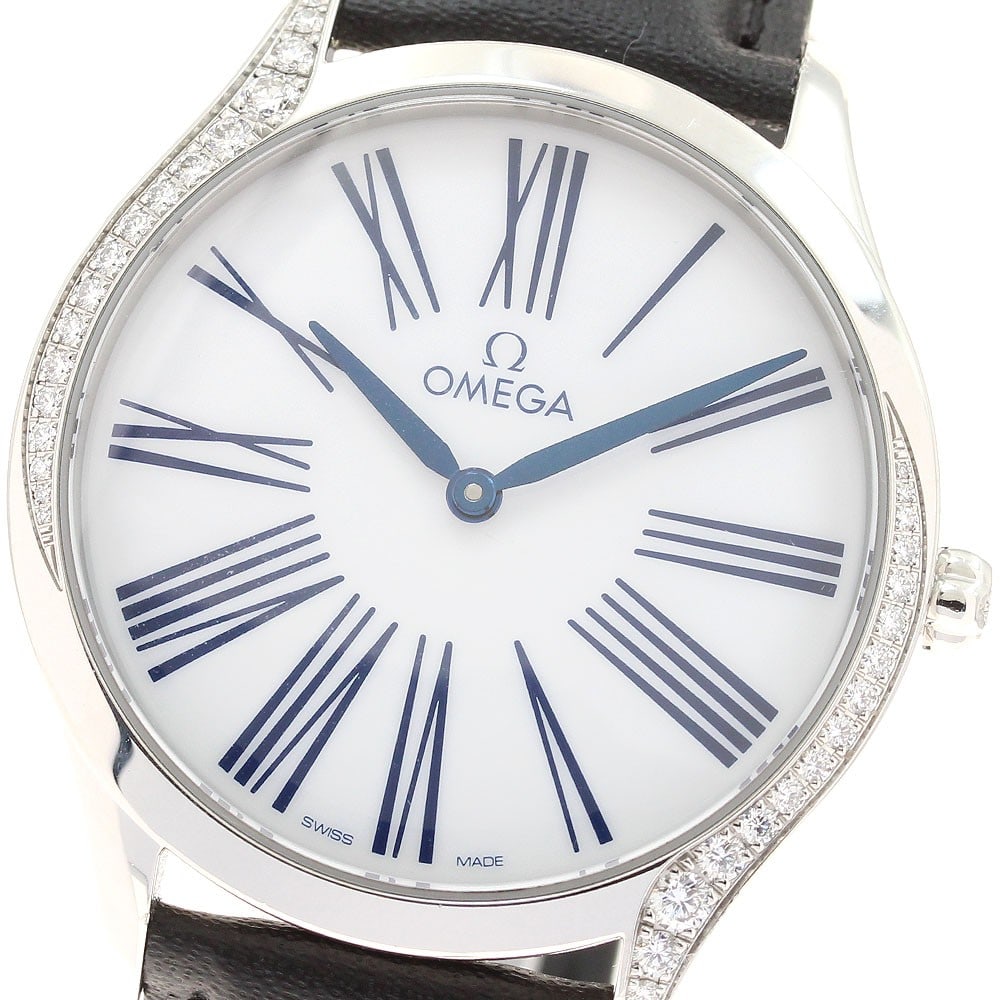 OMEGA De Ville Tresor womens quartz watch ref 428.17.36.60.04.001: OMEGA De Ville Tresor womens quartz watch ref 428.17.36.60.04.001 OMEGA De Ville Tresor ladies wristwatch with a quartz movement and white dial. This watch features a stainless steel case and an unuse