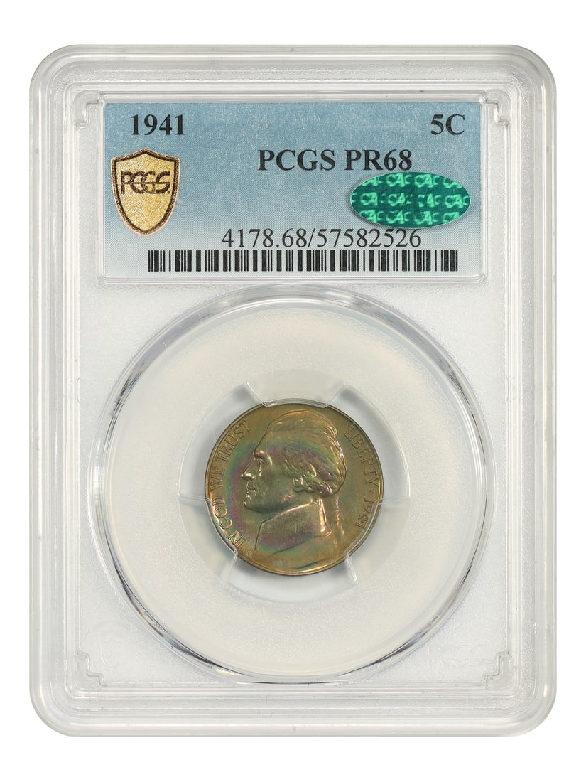 PCGS CAC PR68 1941 Jefferson 5C Proof Nickel (1 of 7)