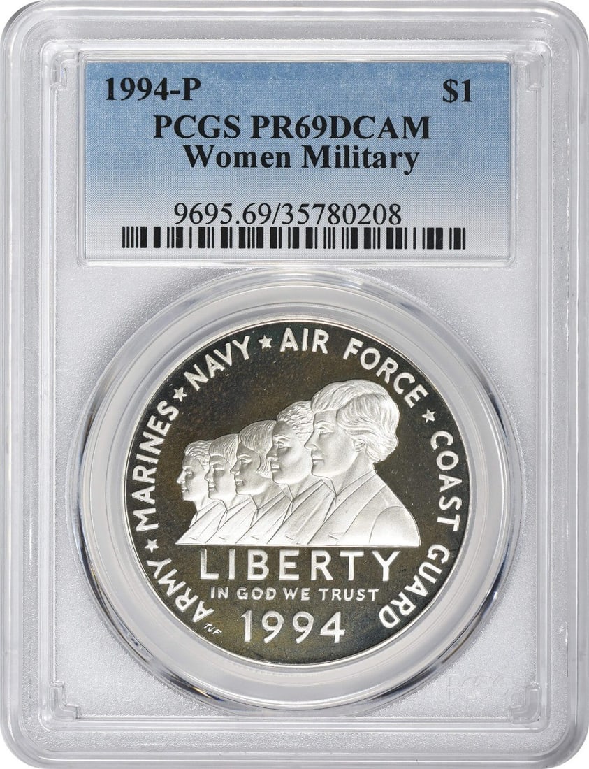PCGS PR69DCAM 1994-P Women in Military Silver Dollar (1 of 2)