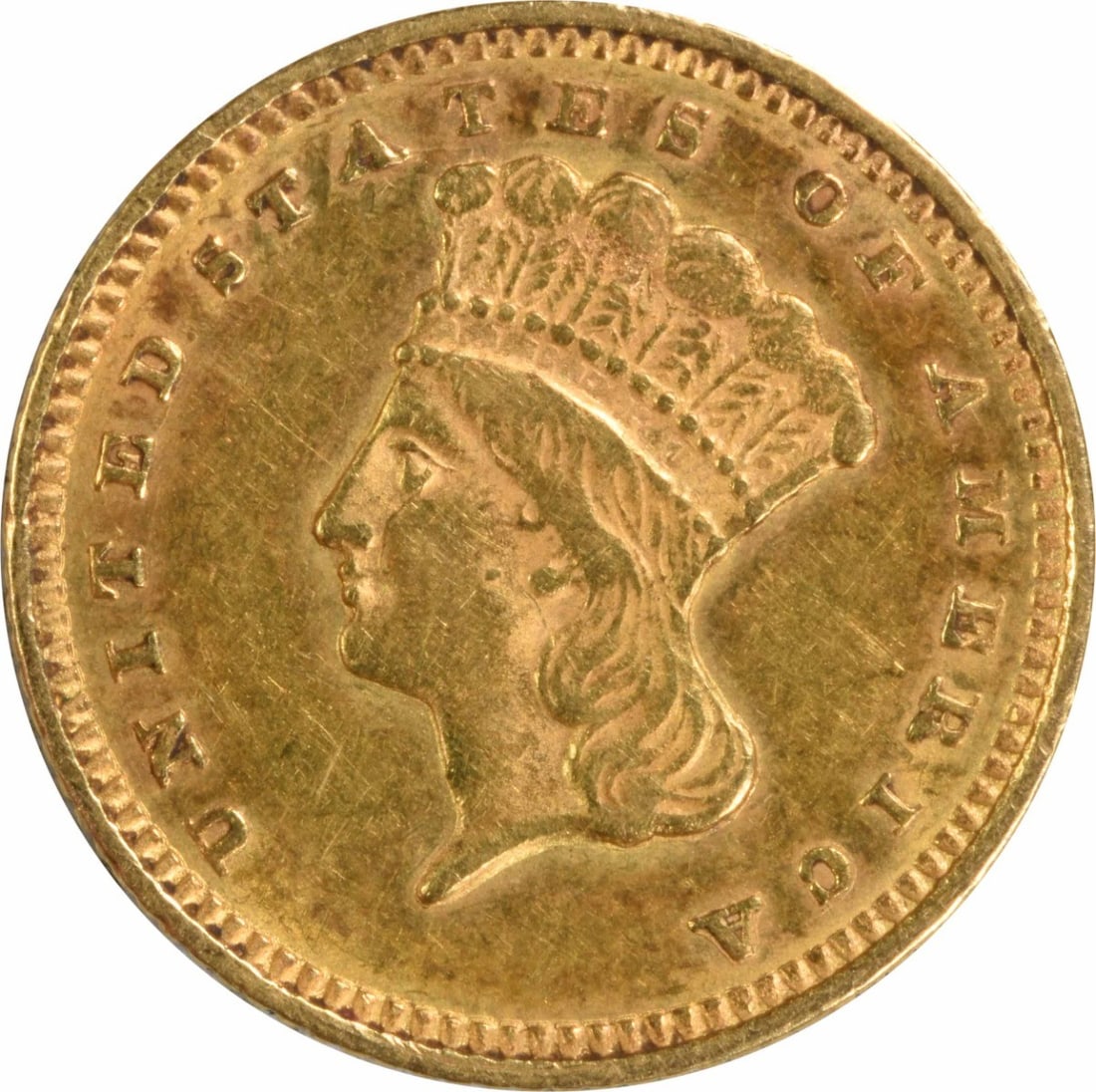 1873 Liberty Head $1 Gold Coin Open 3 EF Uncertified: 1873 Liberty Head $1 Gold Coin Open 3 EF Uncertified 1873 $1 Gold Open 3 coin, offered uncertified and graded EF. This pre-owned United States gold coin is identified as KM 86 and dated to the