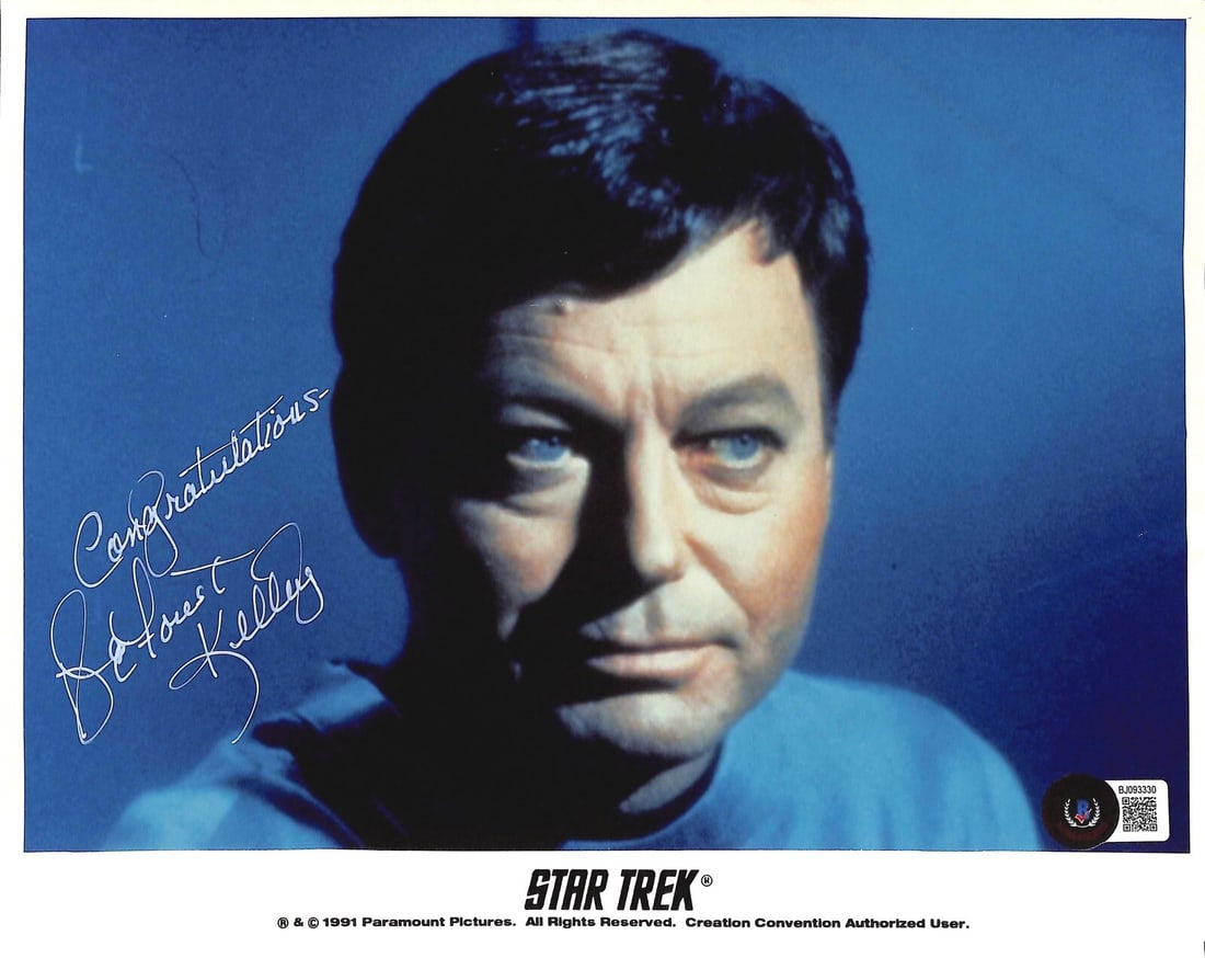 Beckett certified 8x10 photo signed by DeForest Kelley as Star Trek Bones (1 of 1)
