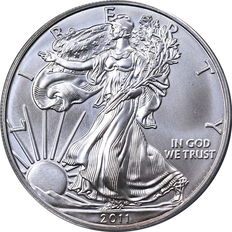 PCGS MS69 2011 Silver American Eagle Dollar San Francisco First Strike: PCGS MS69 2011 Silver American Eagle Dollar San Francisco First Strike This is an original 2011 Silver American Eagle $1 coin, graded MS69 by PCGS. The coin is uncirculated and features superb eye app
