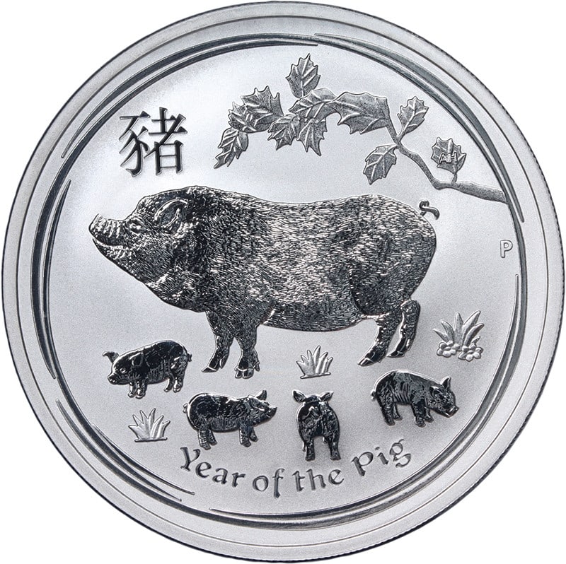 Australia 2019 Year of the Pig $1 1 Oz .999 Silver Coin (1 of 2)