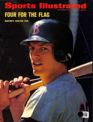 Beckett authenticated 1972 Sports Illustrated cover signed by Carlton Pudge Fisk (1 of 2)