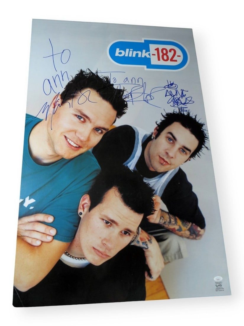 22X34 Blink 182 autographed poster signed by DeLonge Hoppus Barker JSA (1 of 4)