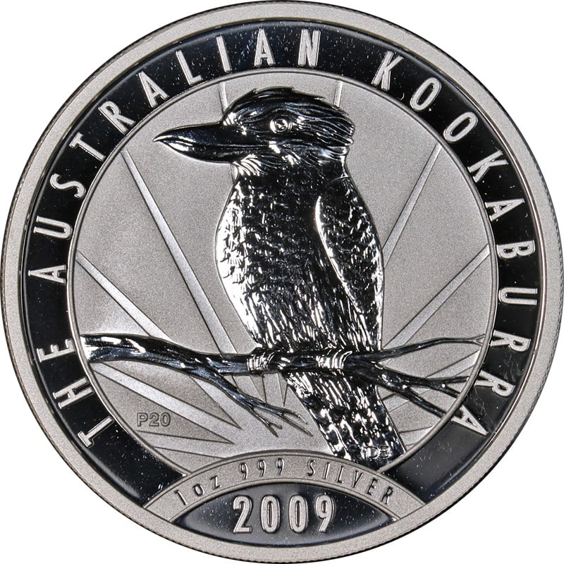 Australian Silver Kookaburra 1 oz Bullion Coin 2009 Uncertified: Australian Silver Kookaburra 1 oz Bullion Coin 2009 Uncertified Original 2009 Australia 1 Ounce Silver Kookaburra BU stock coin with strong eye appeal, fantastic luster, and a strong strike. This unci