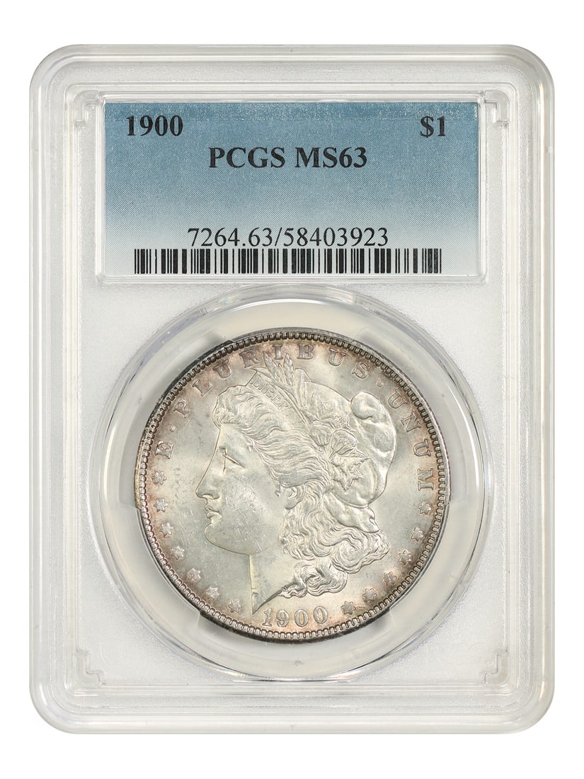 PCGS MS63 1900 Morgan Silver Dollar $1 Philadelphia: PCGS MS63 1900 Morgan Silver Dollar $1 Philadelphia 1900 Morgan Dollar certified by PCGS in MS63 grade. This uncirculated pre-owned coin is a Philadelphia issue. Specifications Denomination: $1 Coin T