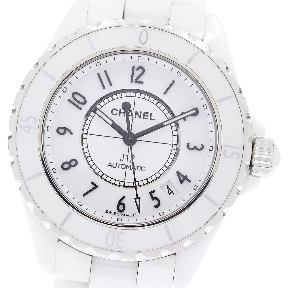 CHANEL J12 H0970 mens automatic white ceramic wristwatch (1 of 6)