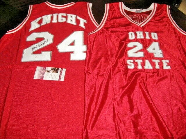 Bob Knight Signed Jersey Indiana Hoosiers Ohio State Buckeyes JSA COA: Bob Knight Signed Jersey Indiana Hoosiers Ohio State Buckeyes JSA COA This authentic jersey features the legendary Bob Knight, celebrating his iconic coaching career with the Indiana Hoosiers and Ohio