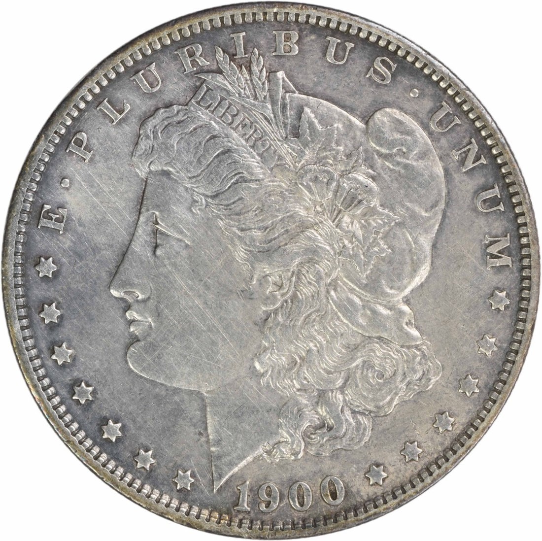 San Francisco 1900 Morgan Dollar 90 Percent Silver EF Uncertified: San Francisco 1900 Morgan Dollar 90 Percent Silver EF Uncertified This is a pre-owned 1900-S Morgan Silver Dollar from the San Francisco Mint, designed by George T. Morgan. The coin is composed of 90%