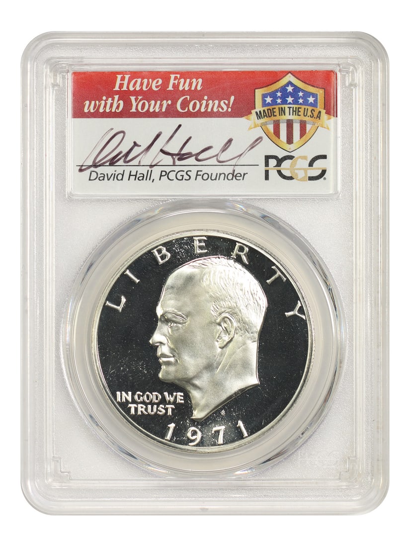 PCGS PR70DCAM 1971 S Silver Ike Dollar Hall Signature (1 of 4)