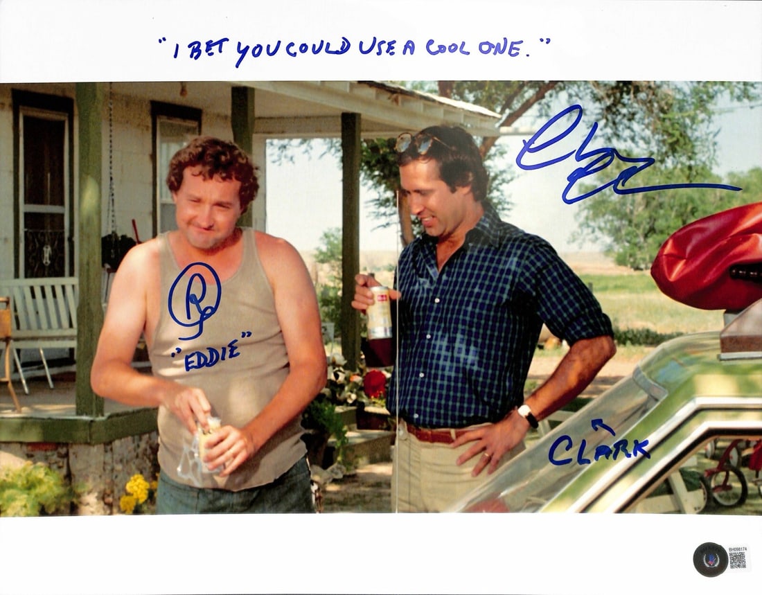 Beckett certified 11x14 National Lampoon's Vacation photo signed by Chevy Chase Randy Quaid (1 of 1)