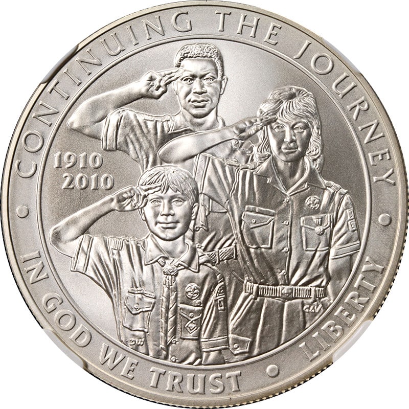NGC MS70 2010-P Boy Scouts Silver Commemorative Dollar (1 of 4)