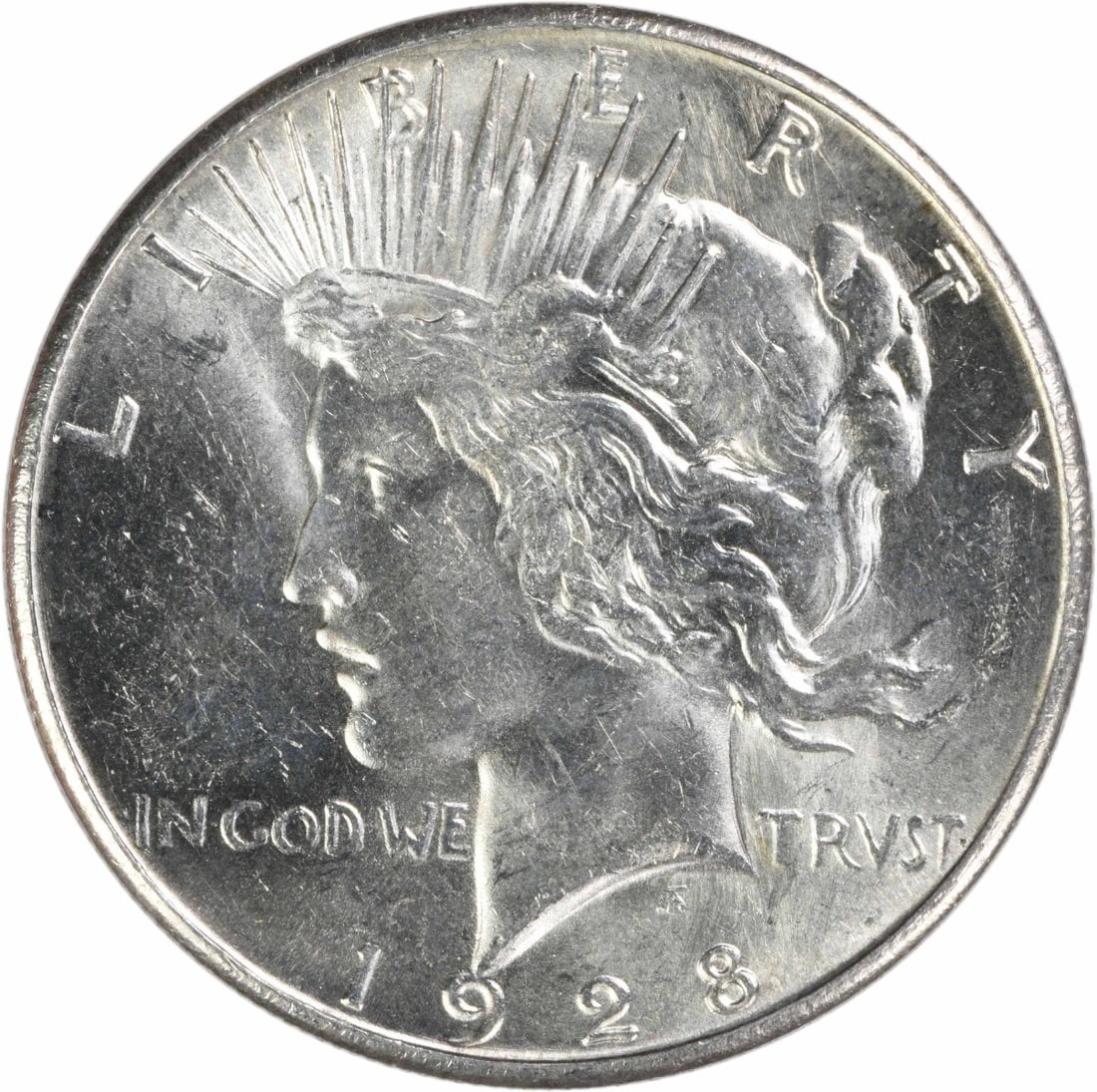 1928 S $1 Peace Dollar Silver Uncirculated MS60: 1928 S $1 Peace Dollar Silver Uncirculated MS60 1928-S Peace Silver Dollar in uncirculated, pre-owned condition. This uncertified United States $1 coin is composed of silver and identified as KM Numbe