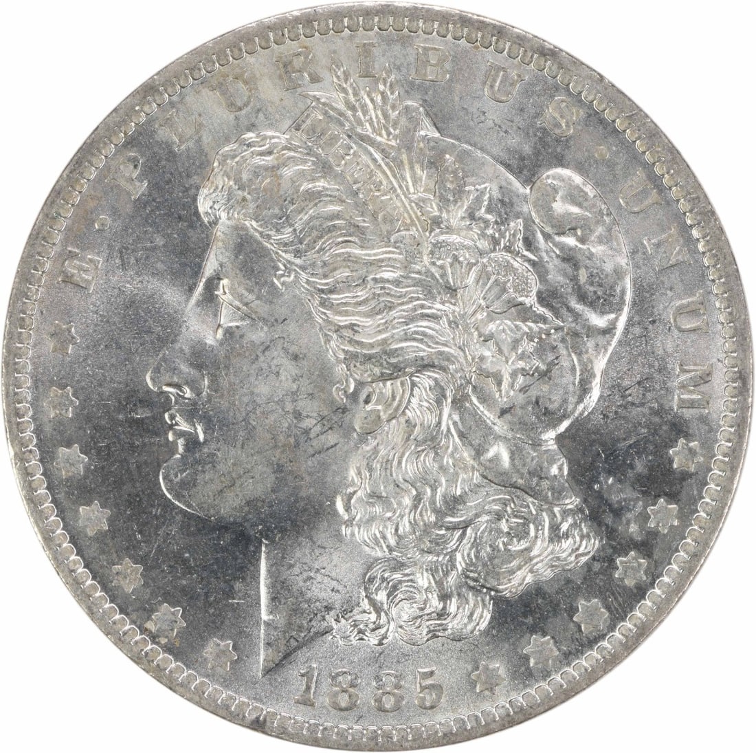 Choice BU 1885-O Silver Dollar Uncirculated Morgan Coin Uncertified: Choice BU 1885-O Silver Dollar Uncirculated Morgan Coin Uncertified This is an 1885-O Morgan Silver Dollar from the United States, featuring a Choice Brilliant Uncirculated (BU) grade. The coin is unc