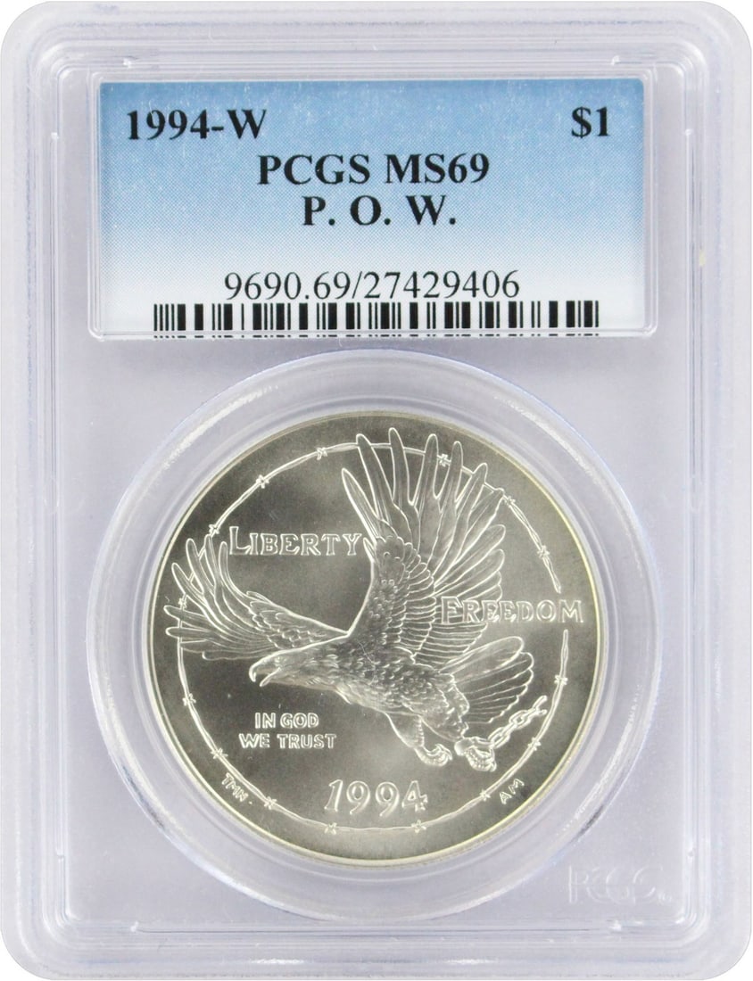 PCGS MS69 1994-W Silver Commemorative Dollar POW Prisoner (1 of 2)