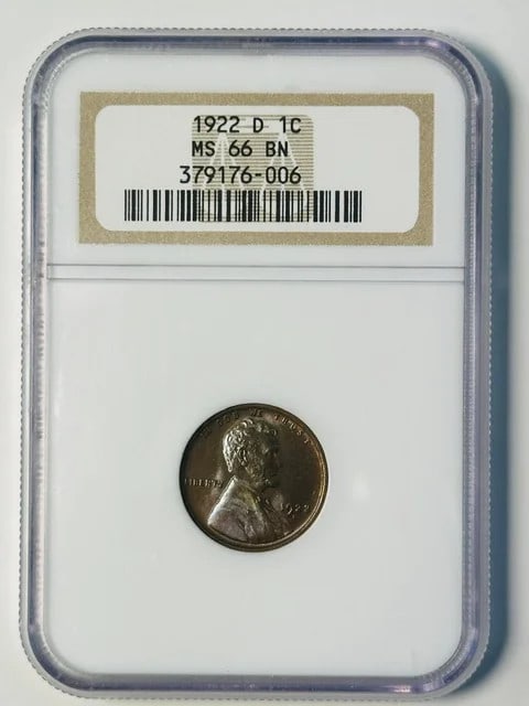 1922 D Lincoln Cent NGC MS66 BN Denver Copper Coin (1 of 2)