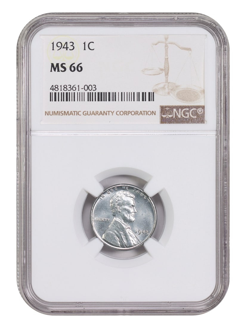 NGC MS66 1943 Philadelphia Lincoln Wheat Cent Steel 1C (1 of 4)