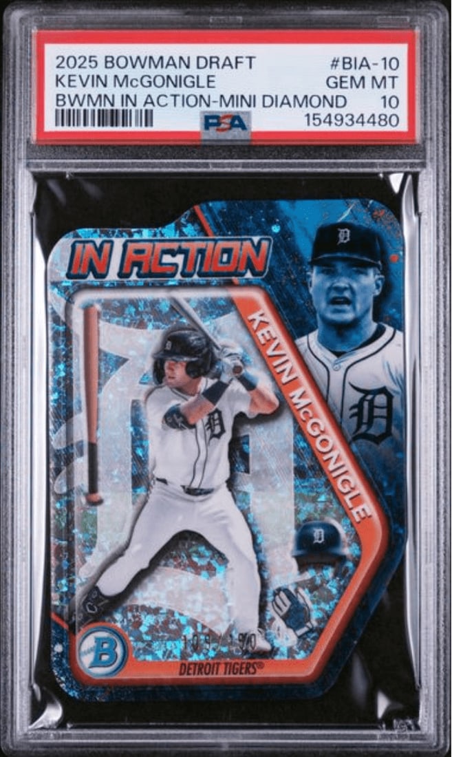 PSA 10 Kevin McGonigle 2025 Bowman Draft Mini Diamond RC /150 (1 of 2)