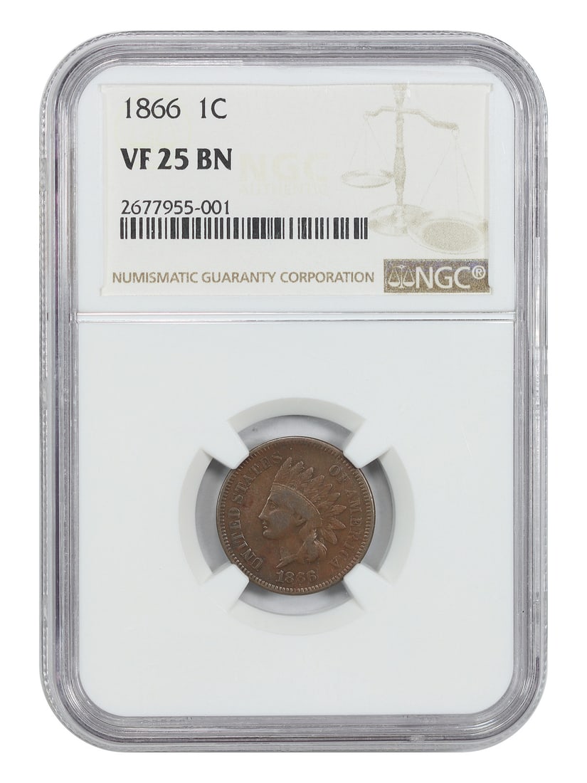 1866 Indian Cent 1C NGC VF25 Better Date (1 of 4)