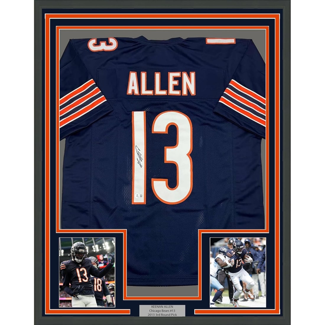35x39 Framed Keenan Allen Signed Chicago Bears Blue Jersey Beckett COA (1 of 2)