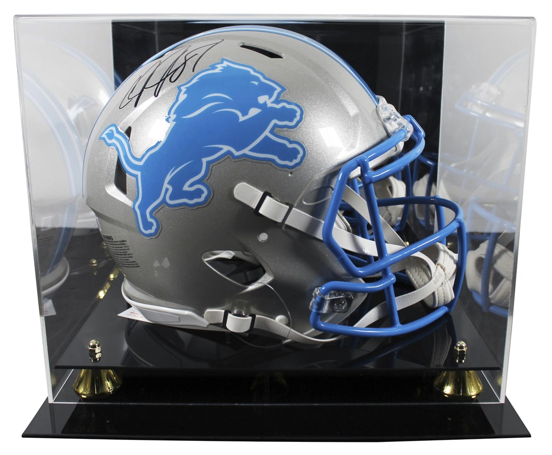 Calvin Johnson Autographed 2024 Lions Full Size Proline Helmet With BAS Case: Calvin Johnson Autographed 2024 Lions Full Size Proline Helmet With BAS Case This is an original 2024 Riddell Full Size Speed Proline helmet, personally signed by Calvin Johnson of the Detroit Lions. 
