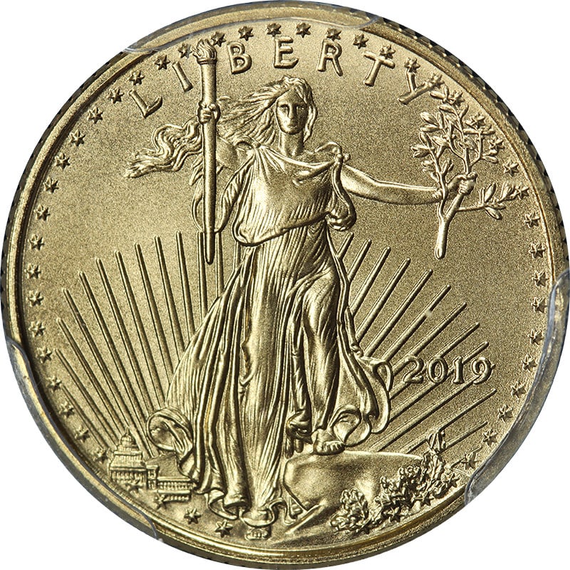 PCGS MS70 First Strike 2019 $5 Gold American Eagle Coin (1 of 4)