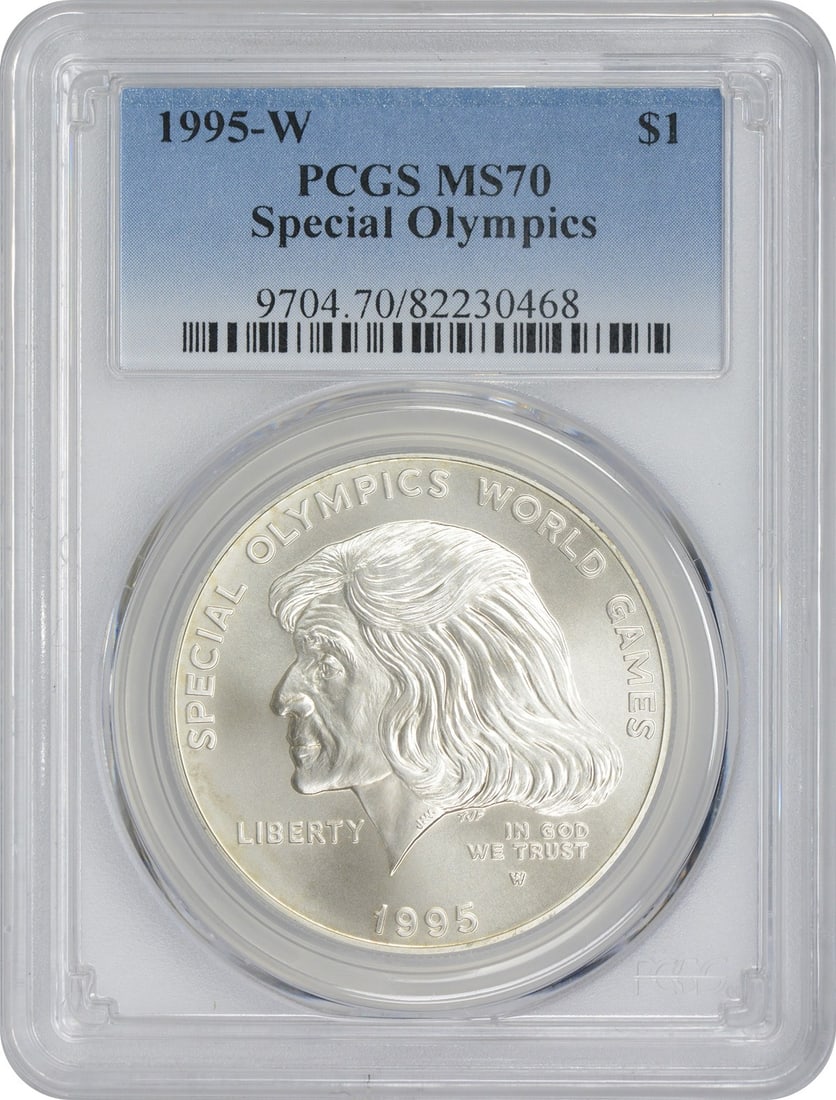PCGS MS70 1995-W Special Olympics Silver Dollar Commemorative (1 of 2)