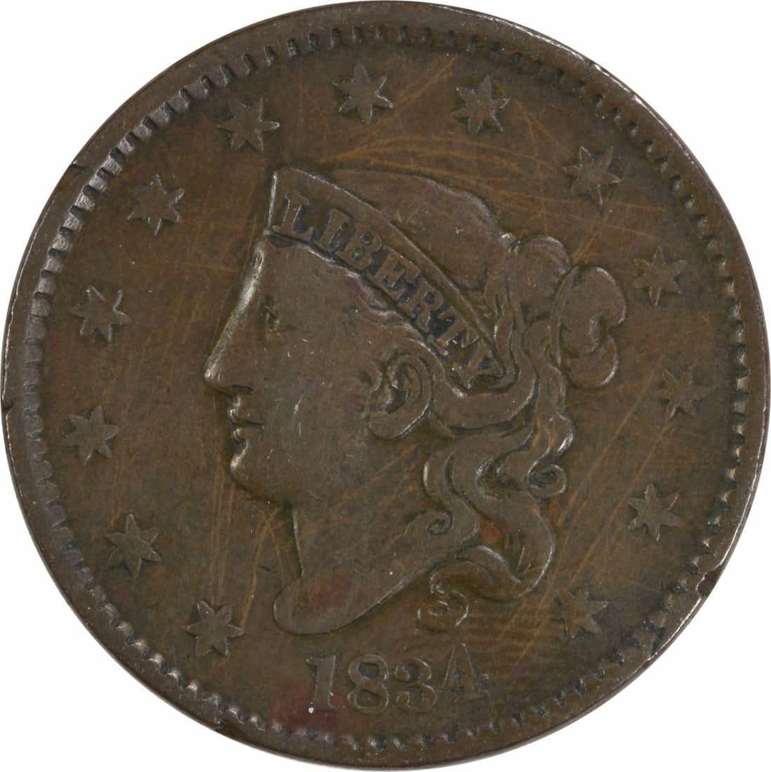 1834 Coronet Head Large Cent VF Copper Uncertified (1 of 2)