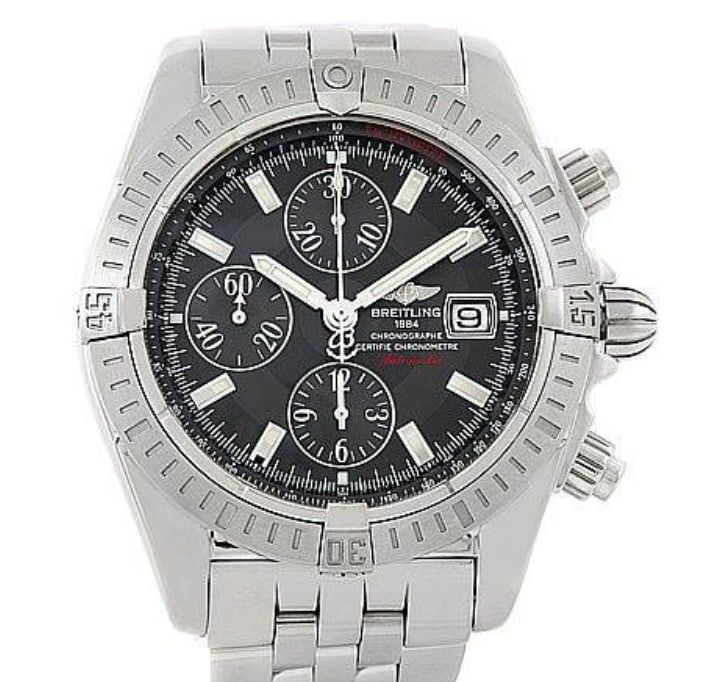 Breitling Chronomat Evolution mens watch grey dial steel bracelet A13356 A156M12PA: Breitling Chronomat Evolution mens watch grey dial steel bracelet A13356 A156M12PA Breitling Chronomat Evolution men's watch featuring a grey dial, rotating steel bezel, and stainless steel bracelet. 