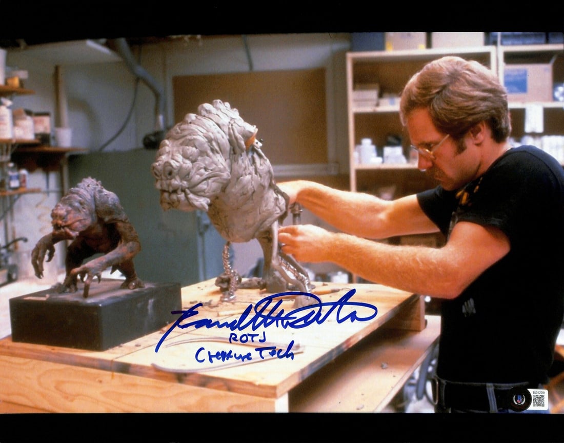 Beckett LOA Randy Dutra signed Rancor Star Wars ROTJ 11x14 photo: Beckett LOA Randy Dutra signed Rancor Star Wars ROTJ 11x14 photo Original autographed photograph signed by Randy Dutra, ILM SFX technician who worked on Star Wars Return of the Jedi. The signature is 