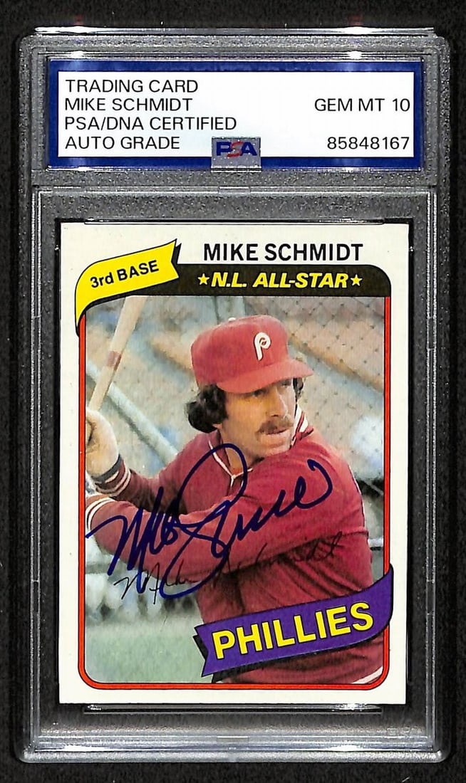 1980 Topps Mike Schmidt Phillies HOF PSA DNA Auto GEM 10 (1 of 2)