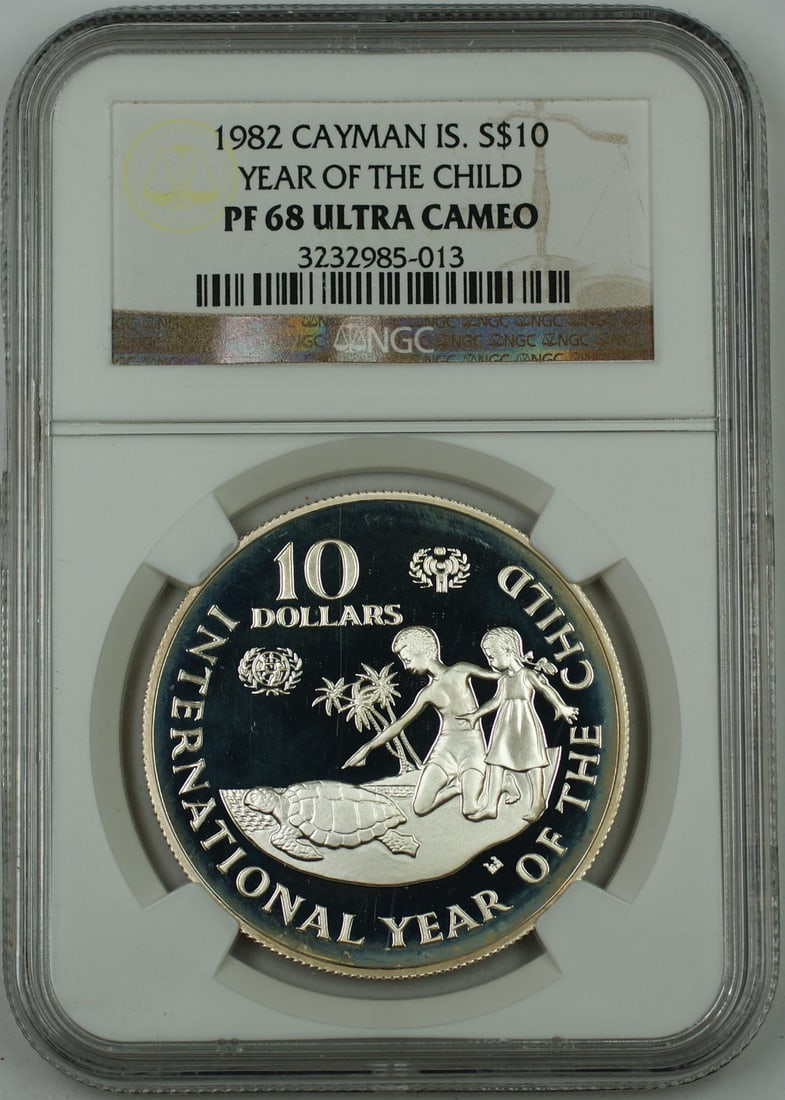 NGC PF-68 UC 1982 Cayman Islands Silver 10 Dollar Year of the Child Coin (1 of 2)