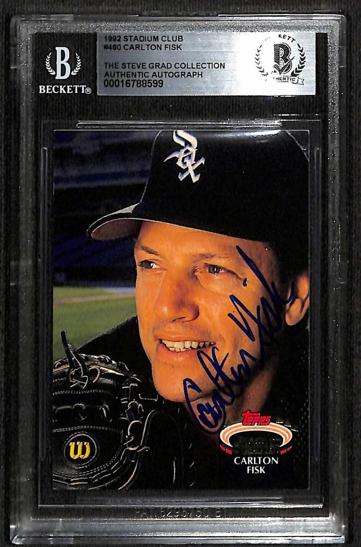 Beckett Authenticated Carlton Fisk Autographed 1992 Stadium Club Card #480 (1 of 1)