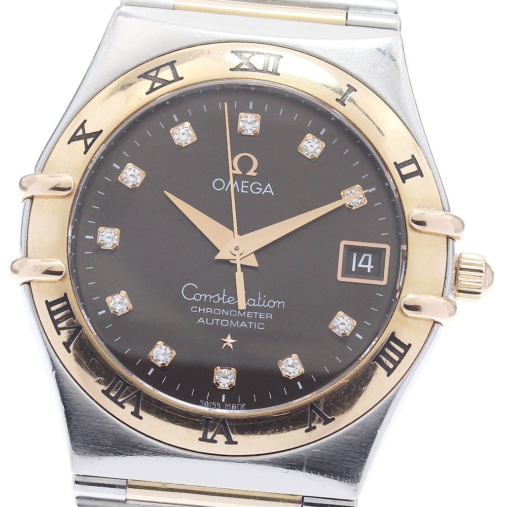 Omega Constellation 1301.60 mens automatic watch with 11 diamonds: Omega Constellation 1301.60 mens automatic watch with 11 diamonds Omega Constellation automatic men's wristwatch with an 11-diamond design and date display. This watch features a brown dial and includ