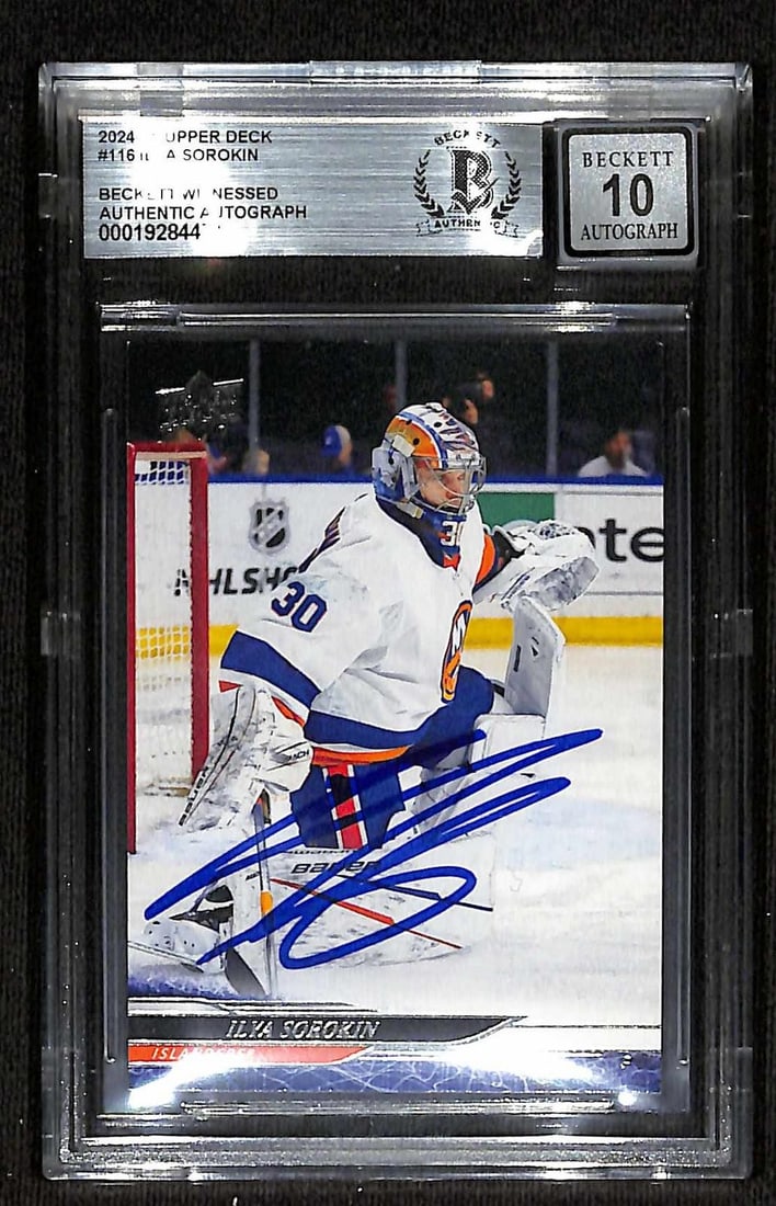 Beckett Auto 10 authenticated 2024 Upper Deck Ilya Sorokin signed hockey card (1 of 1)