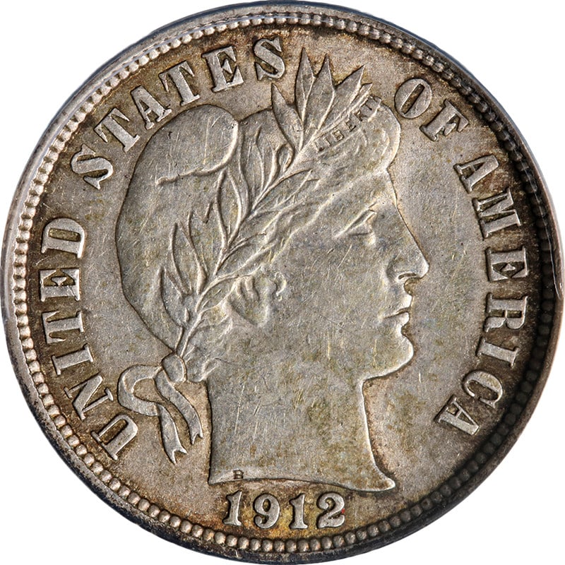 1912 Philadelphia Barber Dime Silver ANACS AU58 Strongly Struck Eye Appeal: 1912 Philadelphia Barber Dime Silver ANACS AU58 Strongly Struck Eye Appeal This original 1912-P Barber Dime is graded AU58 by ANACS. It features strong eye appeal, attractive luster, and a well-define