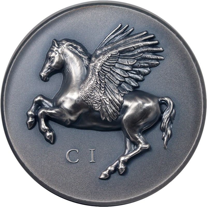 NGC MS70 2022 Cook Islands Pegasus UHR $25 5 Oz .999 Silver Coin: NGC MS70 2022 Cook Islands Pegasus UHR $25 5 Oz .999 Silver Coin Original 2022 Cook Islands $25 Pegasus silver coin with an ultra high relief design and antiqued finish. This 5 ounce coin is graded NG
