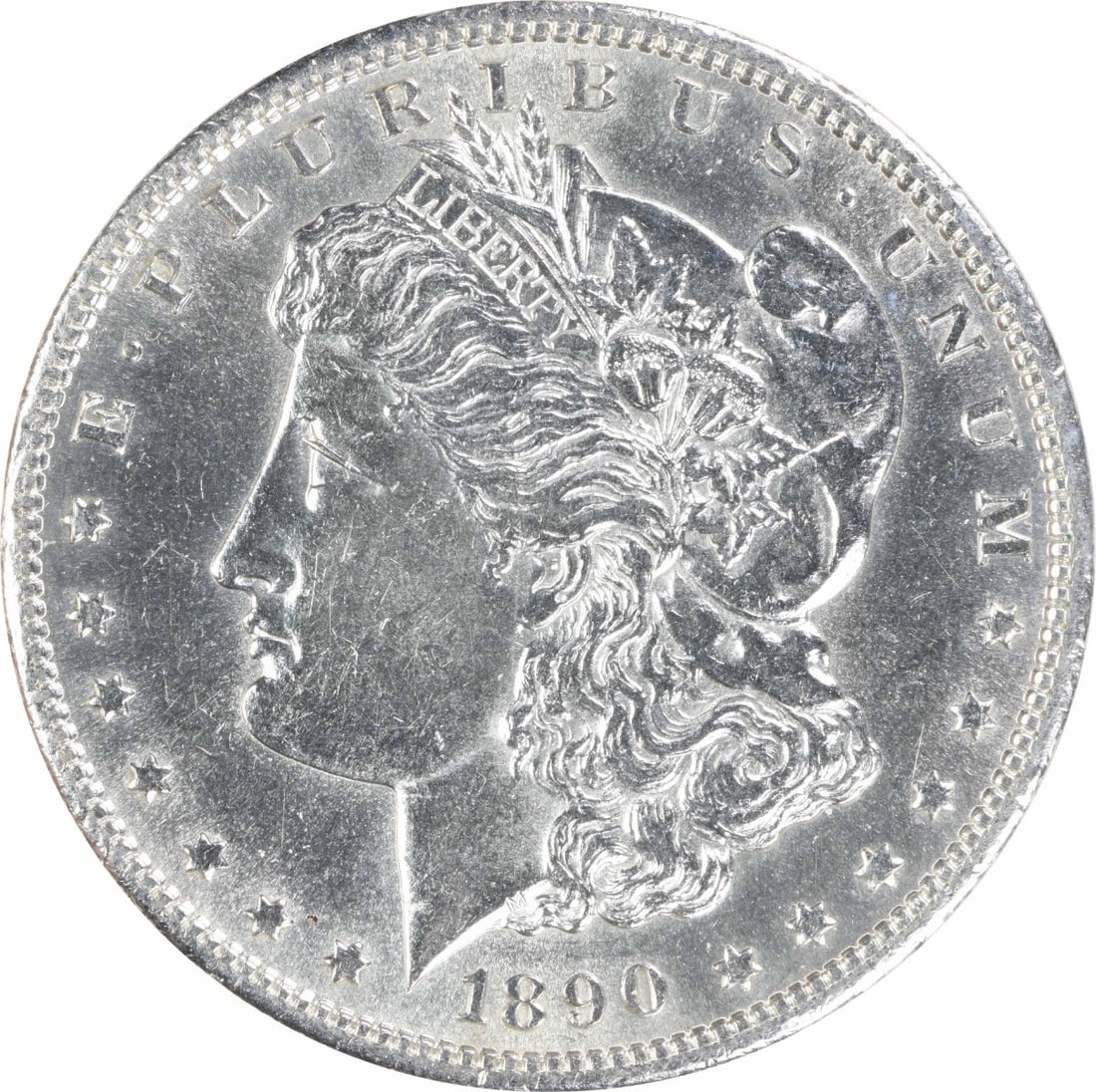 1890 S $1 Morgan Silver Dollar AU Uncertified: 1890 S $1 Morgan Silver Dollar AU Uncertified 1890-S Morgan Silver Dollar in AU slider condition. This uncertified coin is composed of silver and is listed as circulated, pre-owned condition. Specific