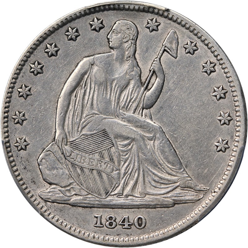 PCGS XF Details 1840 O Seated Liberty Half Dollar Micro O WB-7: PCGS XF Details 1840 O Seated Liberty Half Dollar Micro O WB-7 1840-O Seated Half Dollar, WB-7 variety, certified by PCGS as XF Details. This circulated silver coin features the Micro 'O' variety and 