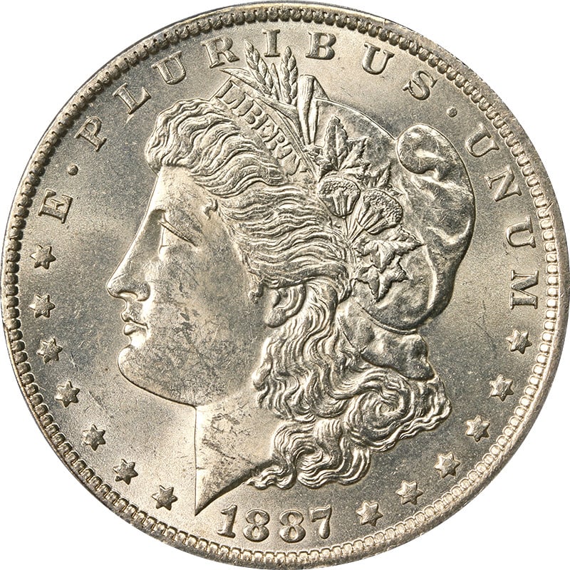PCGS MS63 1887 O Morgan Silver Dollar: PCGS MS63 1887 O Morgan Silver Dollar 1887-O Morgan Silver Dollar graded PCGS MS63. This uncirculated silver coin is noted for great eye appeal, strong strike, nice luster, color, and surfaces. Pre-ow