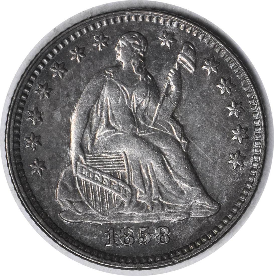 1858 Liberty Seated Half Dime Inverted Date FS-302 Uncertified AU: 1858 Liberty Seated Half Dime Inverted Date FS-302 Uncertified AU This 1858 Liberty Seated Half Dime features the rare inverted date FS-302 variety. Struck at the Philadelphia Mint, this coin is compo
